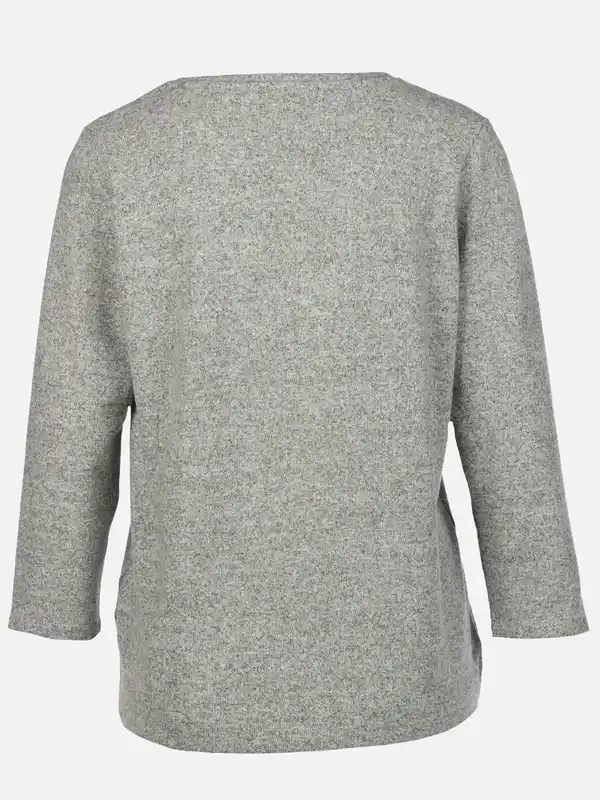 Bild 2 von Damen Flauschshirt mit Print und Glitzersteinchen Grau