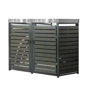 2er Mülltonnenverkleidung mit Pflanzdach aus Edelstahl, ca. 132 x 80 x 124 cm - Anthrazit