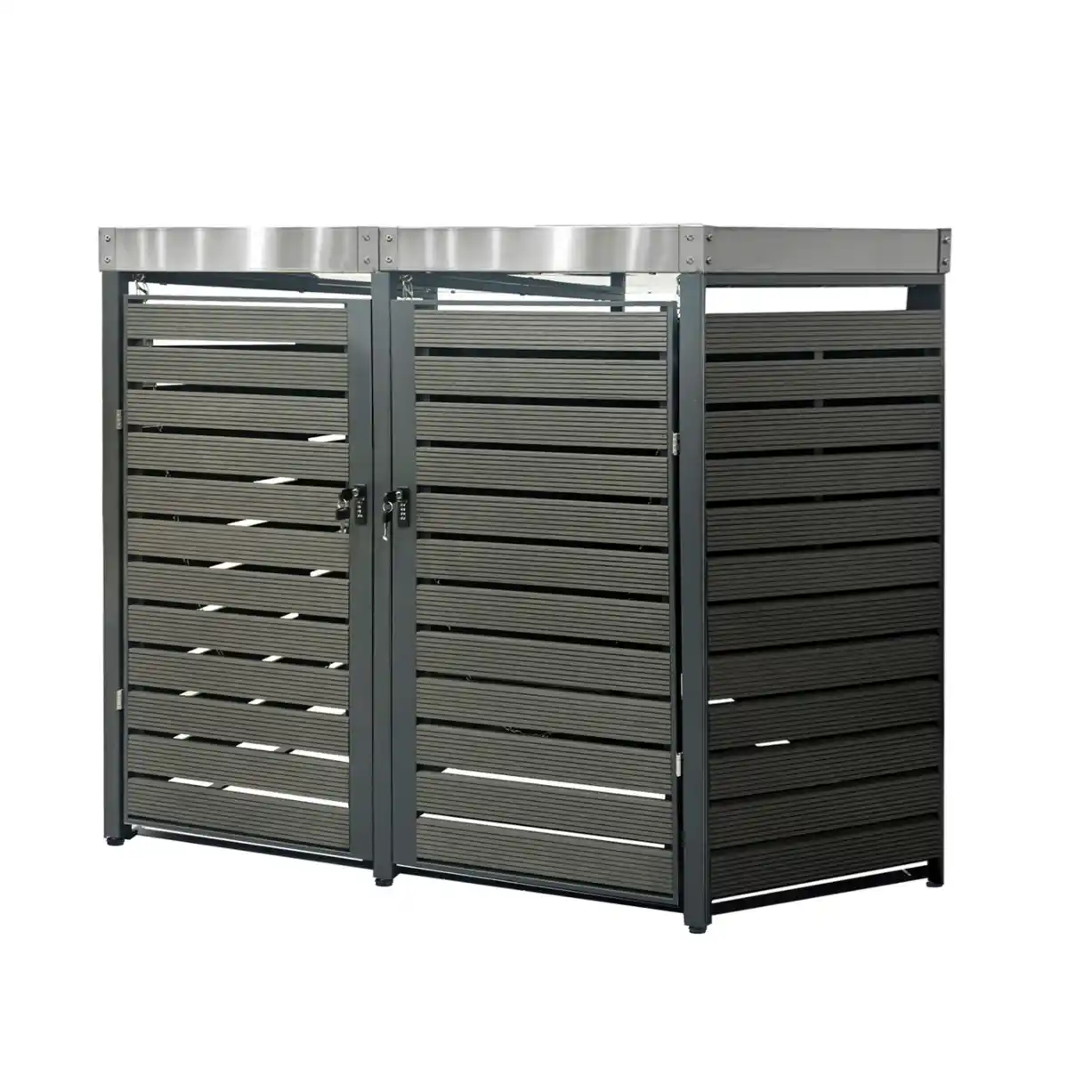 Bild 1 von 2er Mülltonnenverkleidung mit Pflanzdach aus Edelstahl, ca. 132 x 80 x 124 cm - Anthrazit