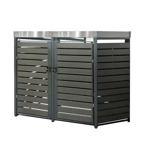 Bild 1 von 2er Mülltonnenverkleidung mit Pflanzdach aus Edelstahl, ca. 132 x 80 x 124 cm - Anthrazit