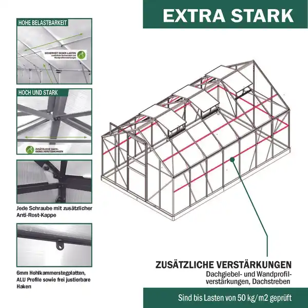 Bild 3 von Gewächshaus Alu OSAKA 430x250x205cm