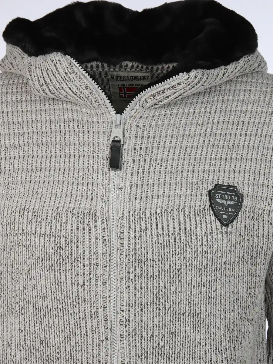 Bild 3 von Herren Strickjacke mit Kapuze Grau