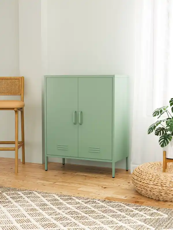 Bild 2 von Metall-Aufbewahrungsschrank Sideboard mit zwei Türen, ca. 101,5 x 80 x 40 cm - Sage