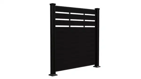 Bild 2 von WPC-Sichtschutzzaun CORTADO - 5x Element + 6x Pfosten mit 3 Luftöffnungen - Schwarz