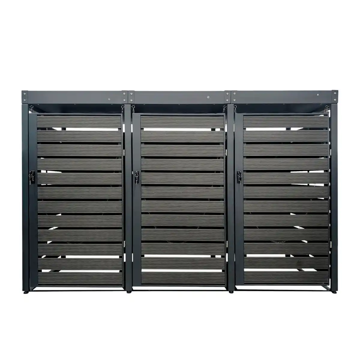 Bild 1 von 3er Mülltonnenverkleidung mit Pflanzdach aus verzinktem Stahl, ca. 196 x 80 x 124 cm - Anthrazit