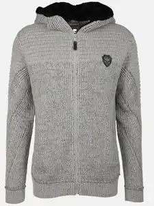 Herren Strickjacke mit Kapuze Grau