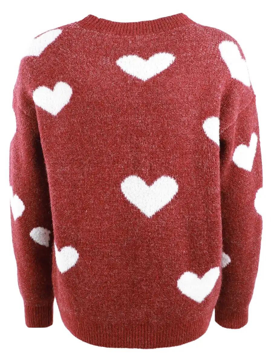 Bild 2 von Mädchen Strickpullover mit Herzen Rot