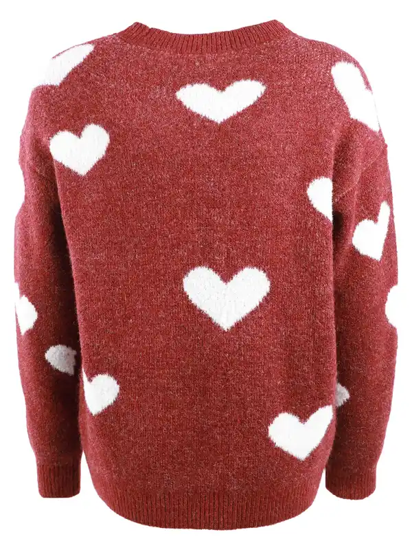 Bild 2 von Mädchen Strickpullover mit Herzen Rot