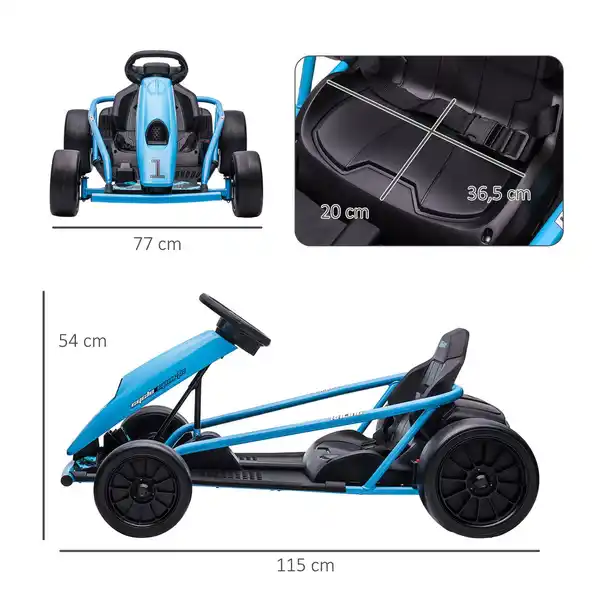 Bild 4 von HOMCOM Kinder Elektro Gokart Drift Kart mit langsamem Start, Musik, Hupe, Blau