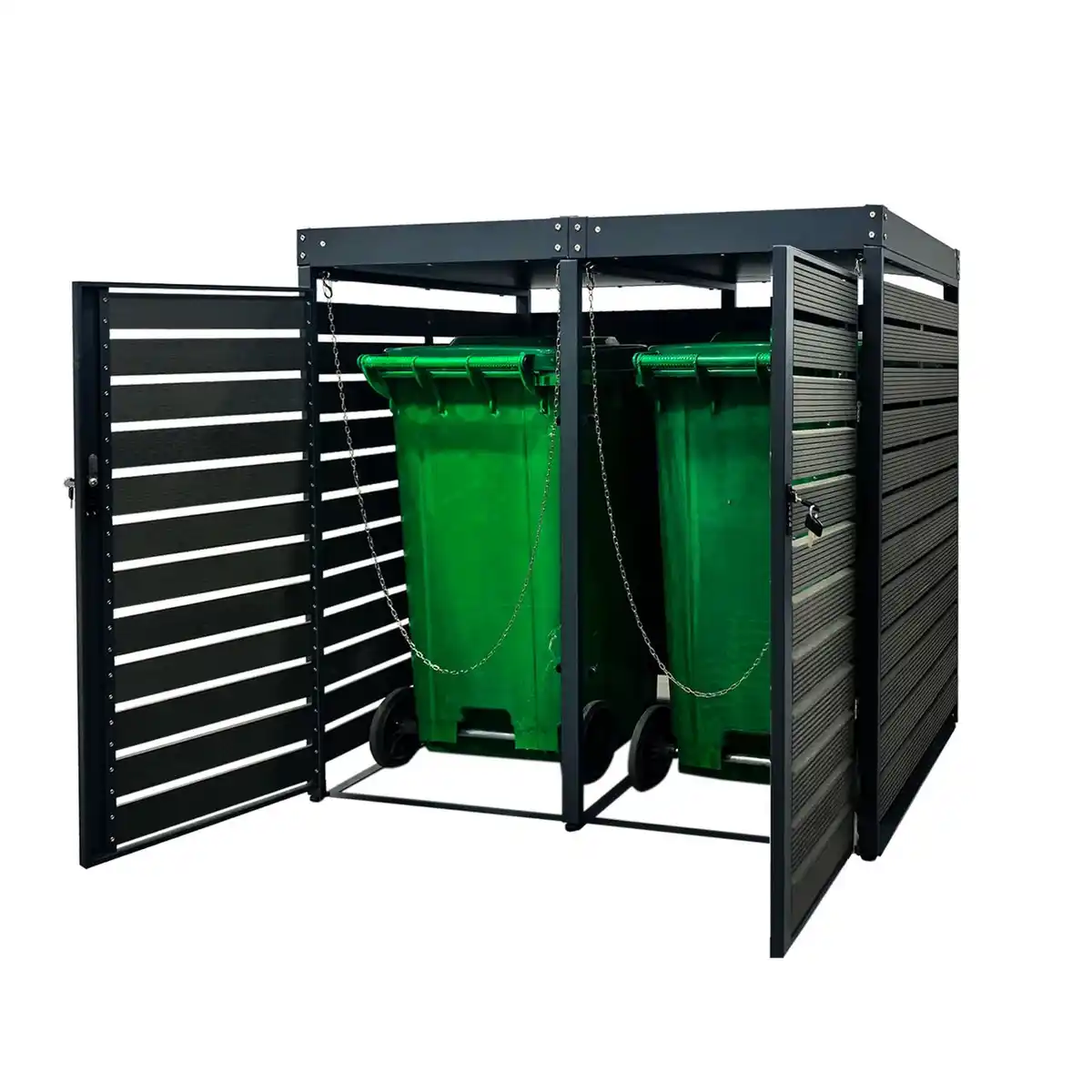 Bild 2 von 2er Mülltonnenverkleidung mit Pflanzdach aus verzinktem Stahl, ca. 132 x 80 x 124 cm - Anthrazit