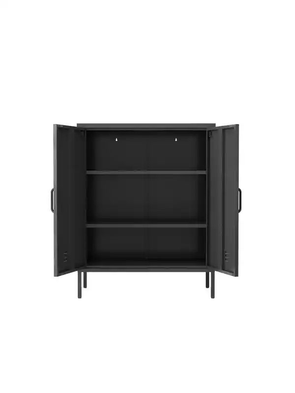 Bild 3 von Metall-Aufbewahrungsschrank Sideboard mit zwei Türen, ca. 101,5 x 80 x 40 cm - Schwarz