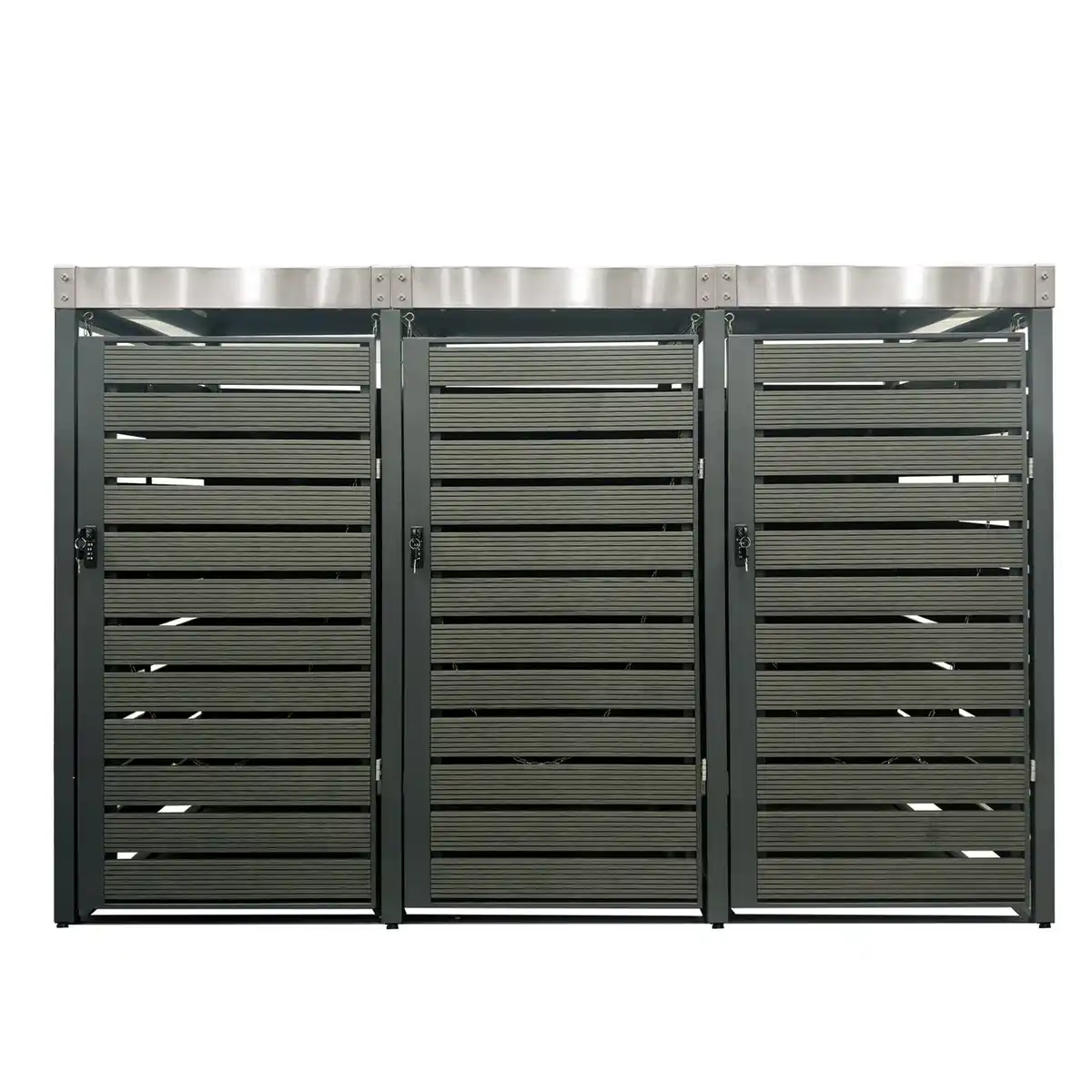 Bild 1 von 3er Mülltonnenverkleidung mit Pflanzdach aus Edelstahl, ca. 196 x 80 x 124 cm - Anthrazit