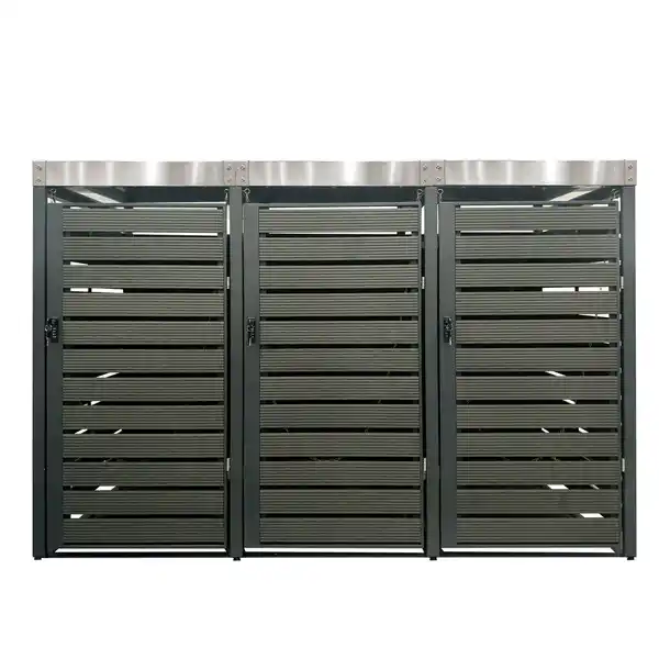 Bild 1 von 3er Mülltonnenverkleidung mit Pflanzdach aus Edelstahl, ca. 196 x 80 x 124 cm - Anthrazit