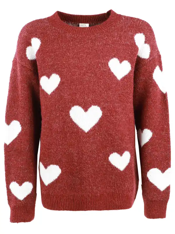Bild 1 von Mädchen Strickpullover mit Herzen Rot