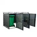 Bild 3 von 3er Mülltonnenverkleidung mit Pflanzdach aus Edelstahl, ca. 196 x 80 x 124 cm - Anthrazit