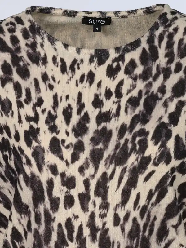 Bild 3 von Damen Flauschshirt mit Leoprint Beige
