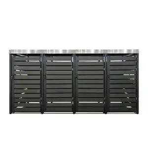 4er Mülltonnenverkleidung mit Pflanzdach aus Edelstahl, ca. 260 x 80 x 124 cm - Anthrazit