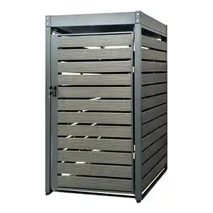 1er Mülltonnenverkleidung mit Pflanzdach aus verzinktem Stahl, ca. 68 x 80 x 124 cm - Anthrazit