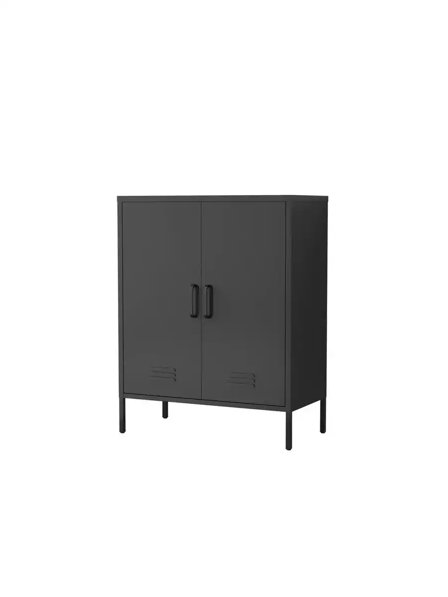 Bild 1 von Metall-Aufbewahrungsschrank Sideboard mit zwei Türen, ca. 101,5 x 80 x 40 cm - Schwarz