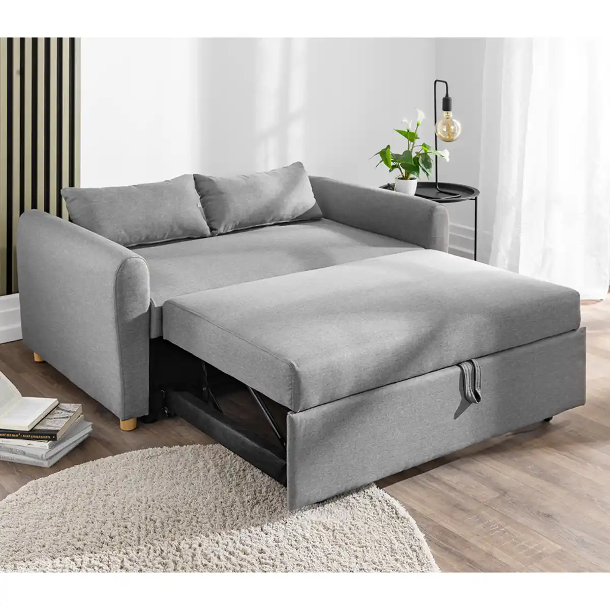 Bild 3 von 2-Sitzer Sofabett inkl. Kissen - Hellgrau