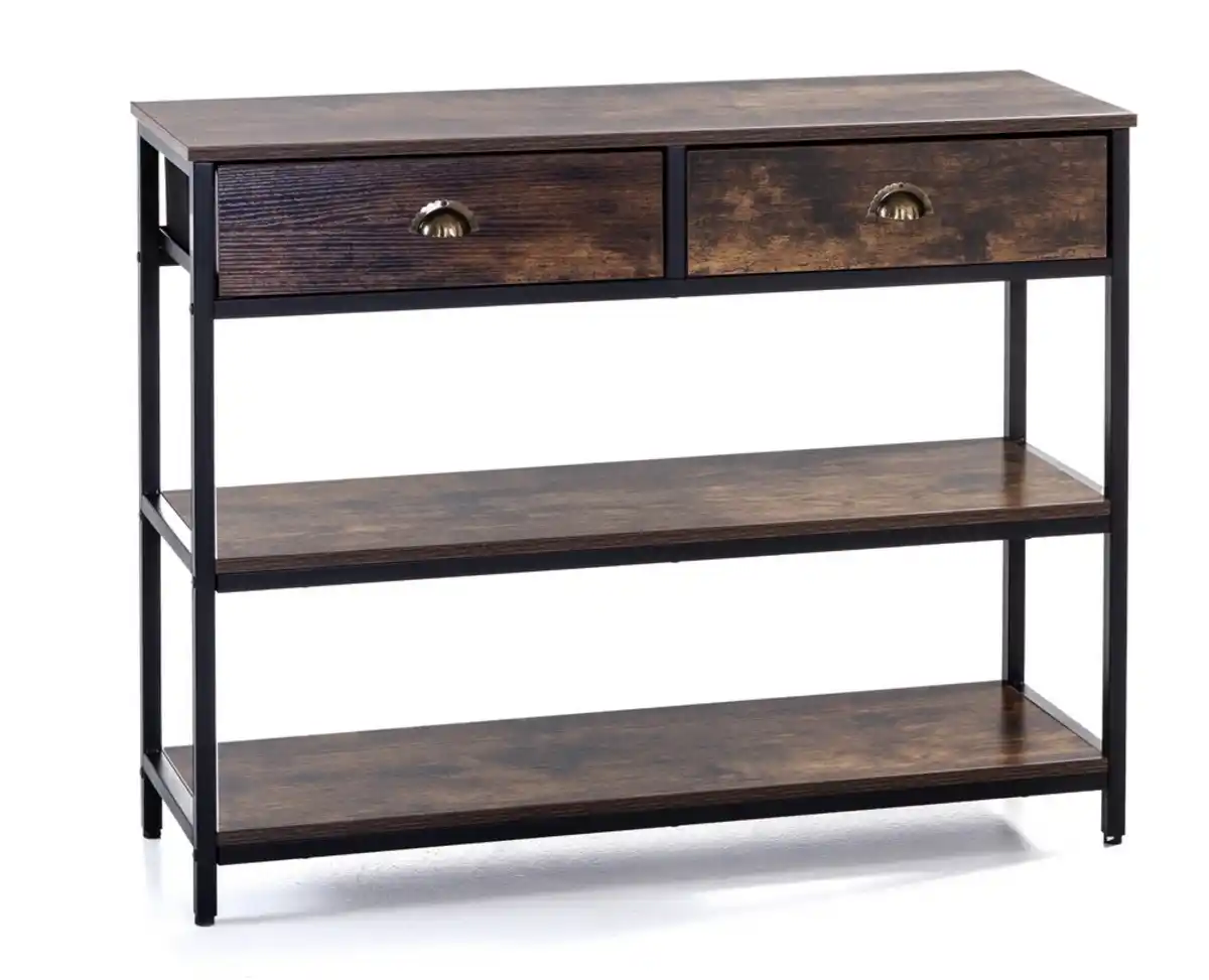 Bild 1 von Wohnzimmerregal mit 2 Schubladen, ca. 100 x 30 x 80 cm - Braun