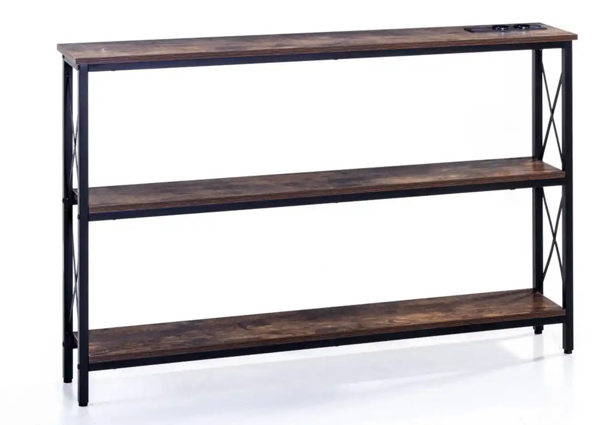 Bild 1 von Wohnzimmerregal mit 3 Etagen, ca. 120 x 20 x 80 cm - Braun