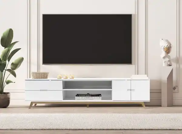 Bild 2 von TV-Lowboard mit praktischen Details, ca. 200x40x50 cm – Weiß