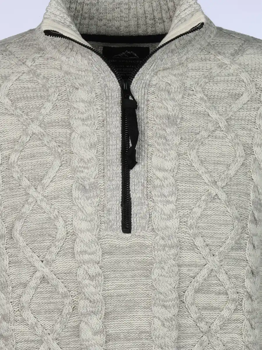 Bild 3 von Herren Stricktroyer mit Zopfmuster Weiß