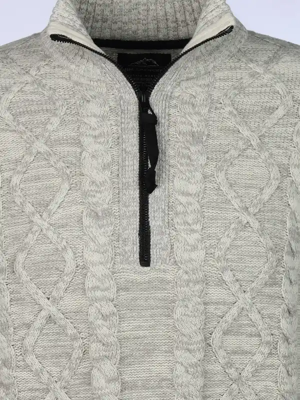 Bild 3 von Herren Stricktroyer mit Zopfmuster Weiß