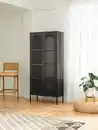 Bild 2 von Metallschrank Sideboard mit Sicherheitsglas-Türen MORU, ca. 180 x 80 x 35 cm - Schwarz