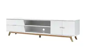 TV-Lowboard mit praktischen Details, ca. 200x40x50 cm – Weiß