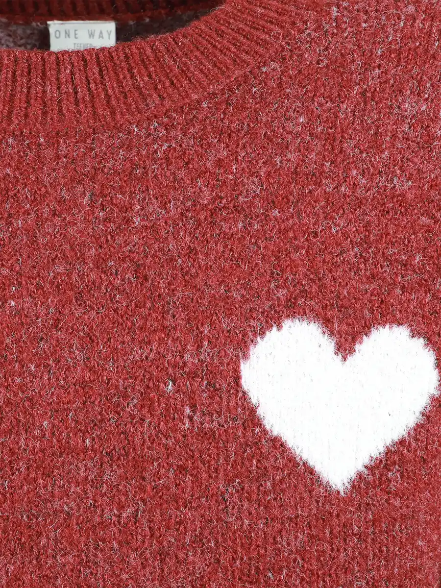 Bild 3 von Mädchen Strickpullover mit Herzen Rot