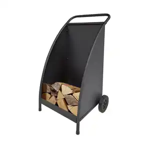 Firefix Holz-Transportwagen Stahl mit 2 Rädern schwarz 50 x 88 x 53 cm