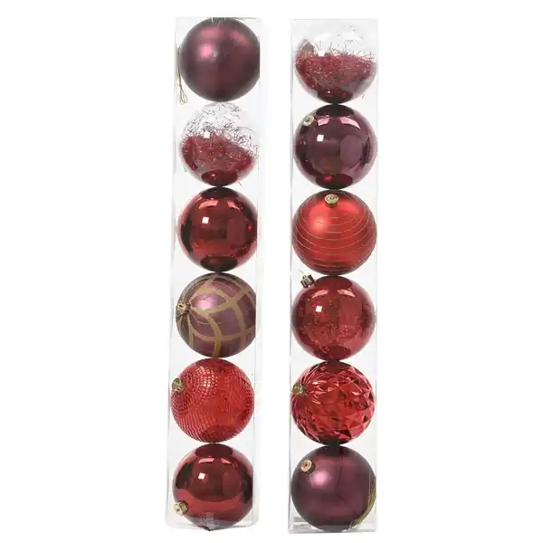 Bild 1 von Decoris Weihnachtskugel Kunststoff Ø 15 cm Rot 6 Stück