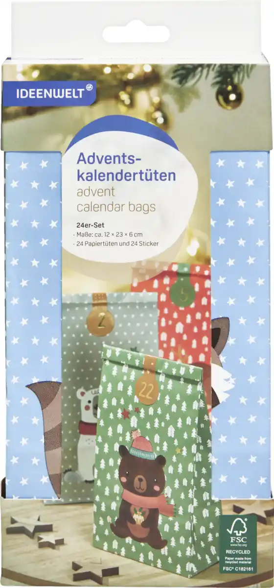 Bild 1 von IDEENWELT Adventskalender-Papiertütenset Kinder 24er-Set