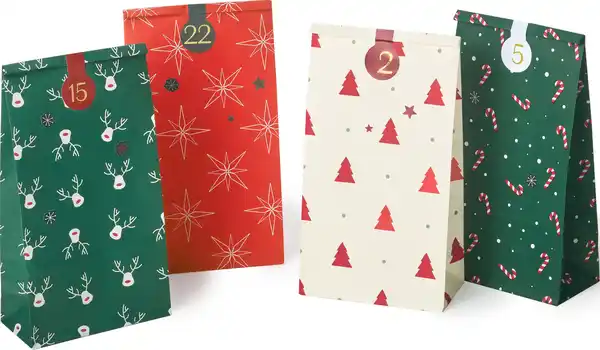 Bild 3 von IDEENWELT Adventskalender-Papiertütenset Rot-Grün 24er-Set