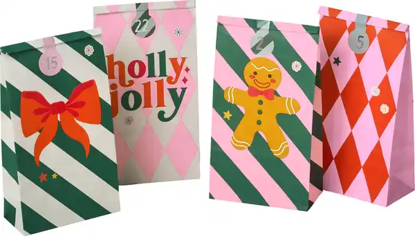 Bild 3 von IDEENWELT Adventskalender-Papiertütenset bunt 24er-Set