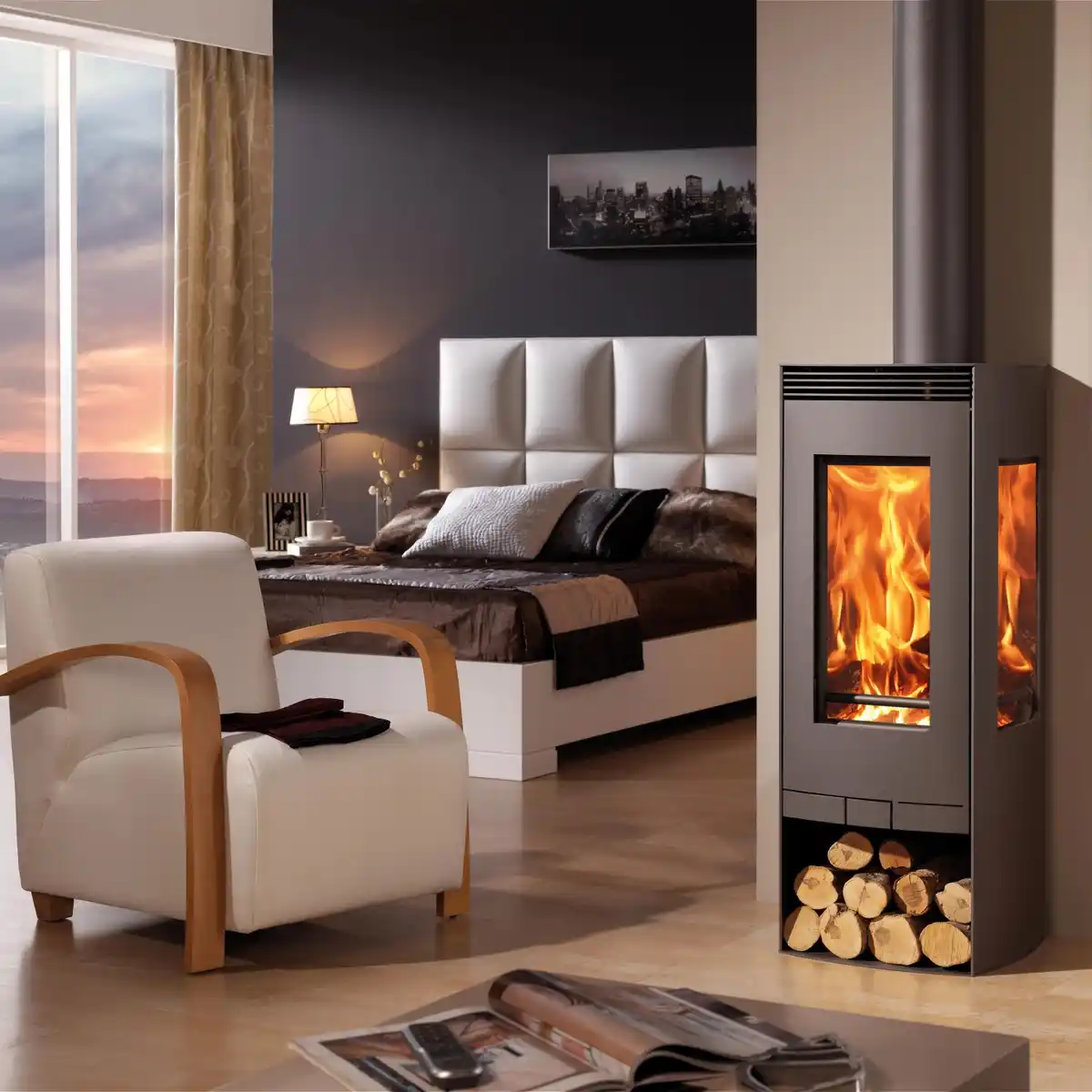 Bild 2 von Panadero Alba Kaminofen ALBA EcoDesign Panor Stahl Schwarz 9 kW