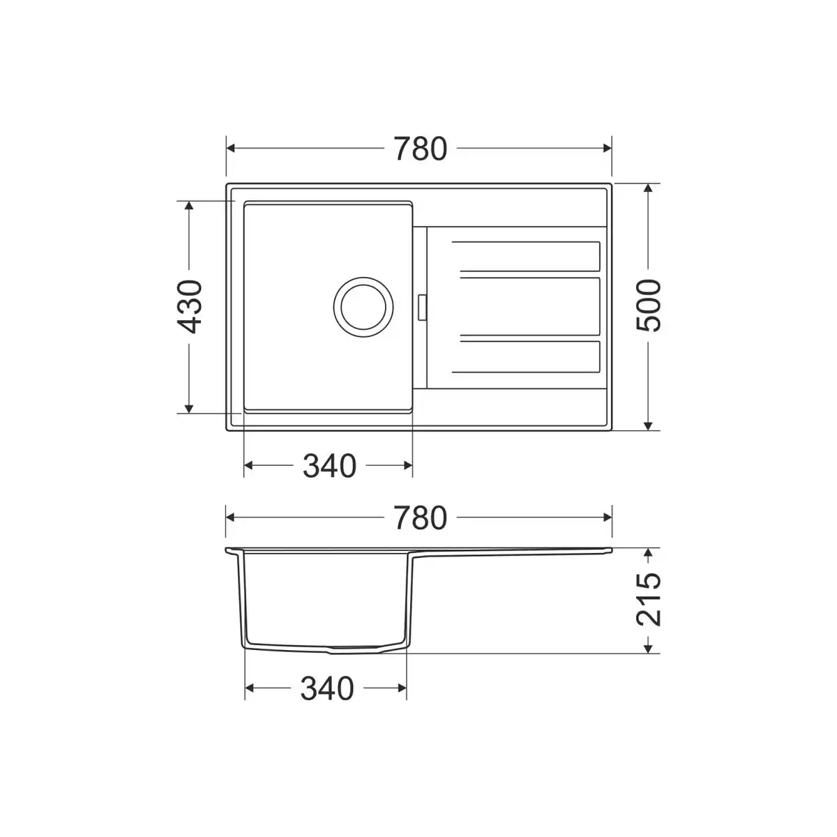 Bild 2 von Miló Einbauspüle Granitverbundstoff Piatto 78 Graphit