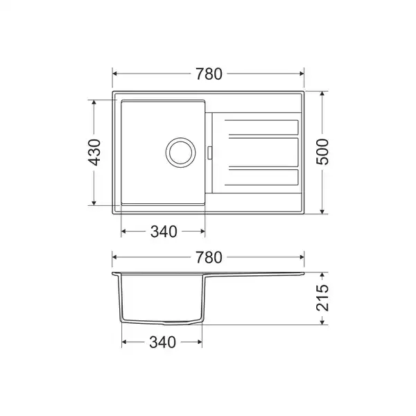Bild 2 von Miló Einbauspüle Granitverbundstoff Piatto 78 Graphit