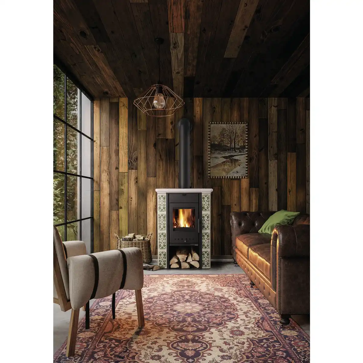 Bild 3 von HAAS & SOHN Kaminofen »Tirol«, grün/weiss, Keramik, 6 kW, Zeit- und Dauerbrand geeignet