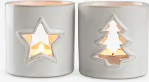 Teelichthalter PERLE Ø8xH8cm Steinzeug weiß div.