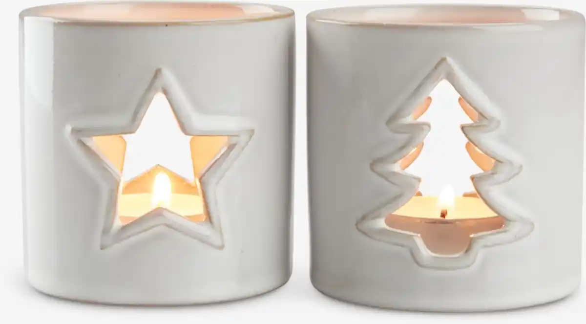 Bild 1 von Teelichthalter PERLE Ø8xH8cm Steinzeug weiß div.