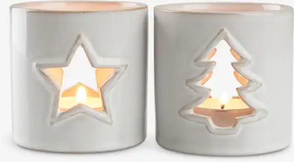 Bild 1 von Teelichthalter PERLE Ø8xH8cm Steinzeug weiß div.