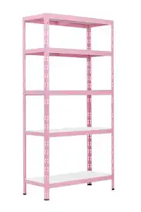 Schwerlastregal Stahl 180 x 90 x 40 cm 5 Holzböden 600 kg rosa