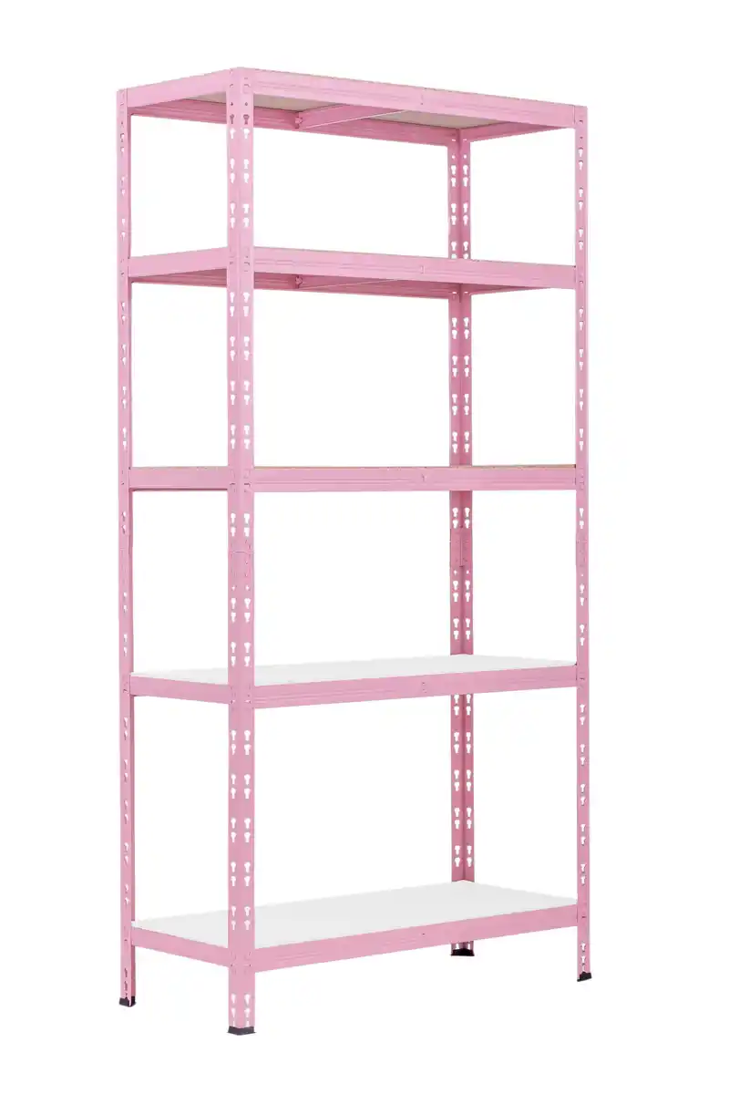 Bild 1 von Schwerlastregal Stahl 180 x 90 x 40 cm 5 Holzböden 600 kg rosa