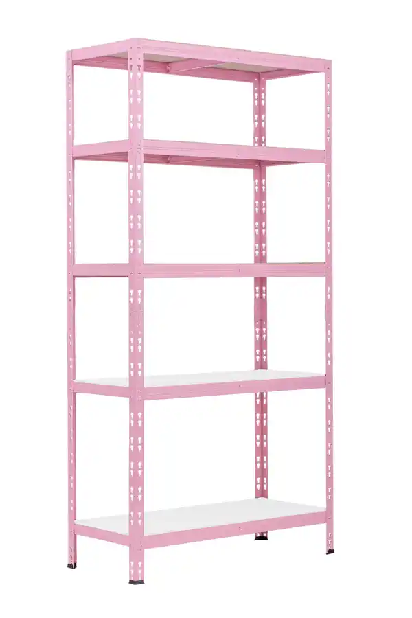 Bild 1 von Schwerlastregal Stahl 180 x 90 x 40 cm 5 Holzböden 600 kg rosa