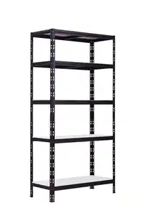 Schwerlastregal Stahl 180 x 90 x 40 cm 5 Holzböden 600 kg schwarz