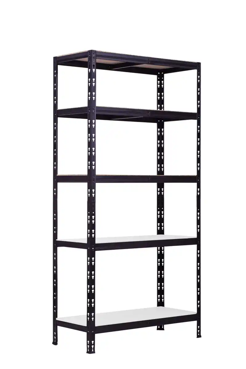 Bild 1 von Schwerlastregal Stahl 180 x 90 x 40 cm 5 Holzböden 600 kg schwarz
