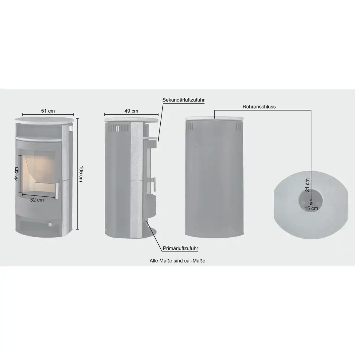 Bild 3 von FIREPLACE Kaminofen »Porto«, grau, Speckstein, 6 kW, Dauerbrand geeignet